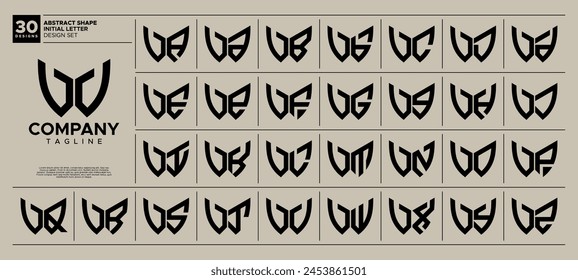 Kurve geometrischer abstrakter Anfangsbuchstabe V VV Logo Design-Set