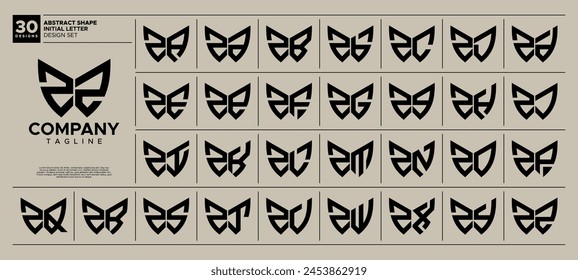 Curve geometric abstract initial letter Z ZZ logo design set