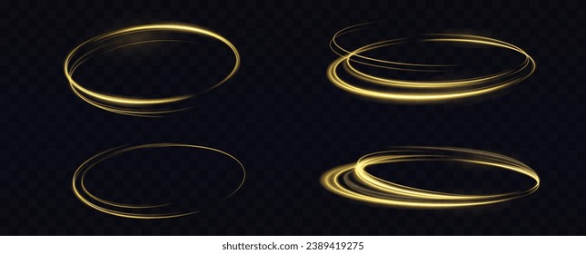 Curve golden line light effect. Smooth holiday light line with lighting effects. Light cool whirlwind. curve light effect