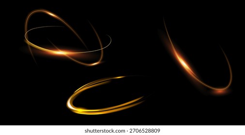 Curve golden line light effect. Smooth holiday light line with lighting effects. Light cool whirlwind. curve light effect.