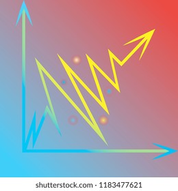 Curve graphics. Profit. Christmas chart graphics. Coordinate system. Vector graphics. Drawing chart as a tree