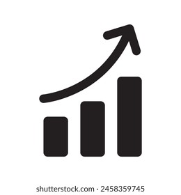 curve growth chart graph icon flat vector isolated on white background