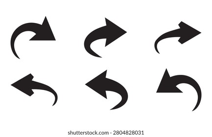 Curve High-quality vector arrow set of directional arrow icons in various styles. Vector art sign and symbol. 