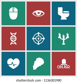 Curve icon. collection of 9 curve filled icons such as toilet, candlestick, smoke, heartbeat, eye, dna, open air. editable curve icons for web and mobile.
