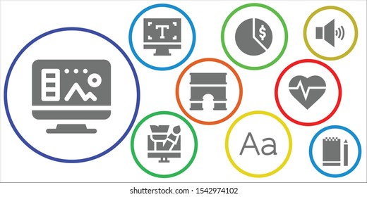 curve icon set. 9 filled curve icons.  Collection Of - Design, Typography, Chart, Arc, Heartbeat, Volume, Sketchbook icons