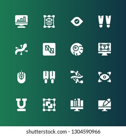 curve icon set. Collection of 16 filled curve icons included Graphic design, Graphic designer, Underline, View, Dna, Fins, Computer mouse, Typography, Eyeball, Preview, Lizard