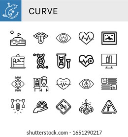 curve icon set. Collection of Lizard, Lake, Piercing, Eye, Heartbeat, Ecg, Rainbow, Genetics, Genetical, Design, View, Graphic designer, Heart rate, Layout, Curves, Hypnosis icons