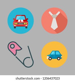 curve icon set. vector set about tie, car and safety pin icons set.