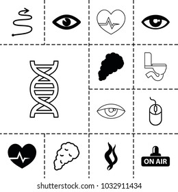 Curve icons. set of 13 editable filled and outline curve icons such as eye, open air, smoke, mouse, curved arrow, toilet, heartbeat