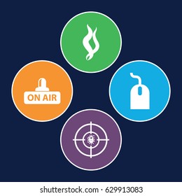 Curve icons set. set of 4 curve filled icons such as mouse, open air, dna