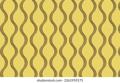 Curve Ikat-Muster, gelber Hintergrund, Vintage-Retro-Stil. Tapete. Schrapbook, Kleidung. Textil, Schal. Geometrische Kurve