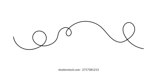Linha isolada curva, ilustração simples vetor, linha decorativa em estilo doodle