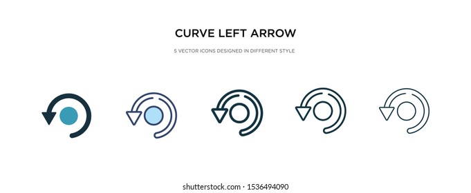 curve left arrow icon in different style vector illustration. two colored and black curve left arrow vector icons designed in filled, outline, line and stroke style can be used for web, mobile, ui