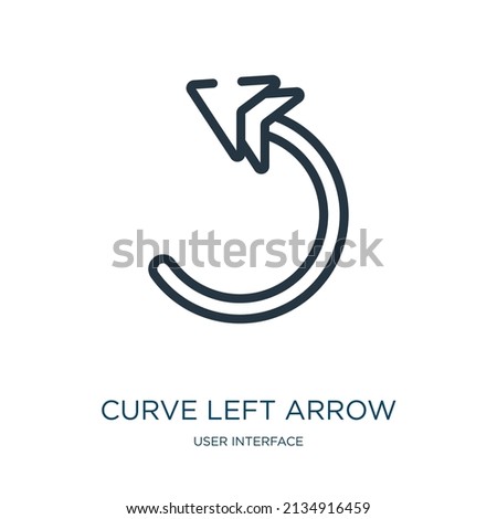 curve left arrow thin line icon. arrow, up linear icons from user interface concept isolated outline sign. Vector illustration symbol element for web design and apps.