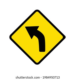 Curve left sign vector design.