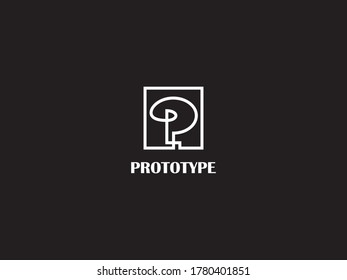 curve letter P rectangle logotype
