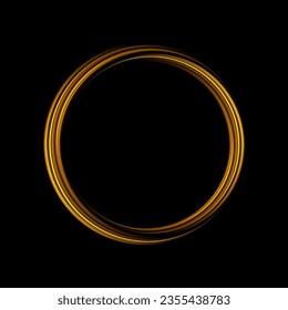 Efecto de la luz de curva de la línea dorada. Resumen de las líneas ondulantes onduladas. Toro de oro claro. Sendero ondulado brillante. Naranja luminosa, círculo amarillo.	Resumen de las líneas vectoriales ondulantes de movimiento de neón. 