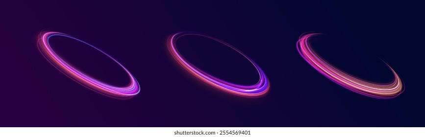 Curve light effect of line. Png luminous circle. Light pedistal, podium, platform, table. To center a bright flash, png, effect, wave,neon,line.