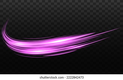 Curve light effect of pink line. twirl pink light. Neon glowing curves in dark space. Vector illustration