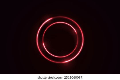 Efecto de luz de curva de línea roja. Efecto de luz de curva de línea de giro. Fondo de anillo Abstractas con fondo arremolinado brillante. Marco redondo. Efecto de luz de curva de línea roja. Portal de círculo rojo brillante, plataforma.