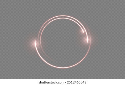 Curve light effect of red line. Twirl line curve light effect. Abstract ring background with glowing swirled background. Round frame. Red line curve light effect. Glowing red circle portal, platform.