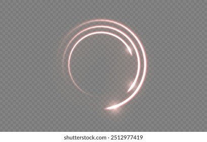 Curve light effect of red line. Twirl line curve light effect. Abstract ring background with glowing swirled background. Round frame. Red line curve light effect. Glowing red circle portal, platform.