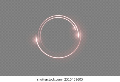 Curve light effect of red line. Twirl line curve light effect. Abstract ring background with glowing swirled background. Round frame. Red line curve light effect. Glowing red circle portal, platform.