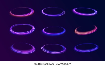Curve light effect of silver line. Png luminous silver circle. Light silver pedistal, podium, platform, table. To center a bright flash, png, effect, wave,neon,line.