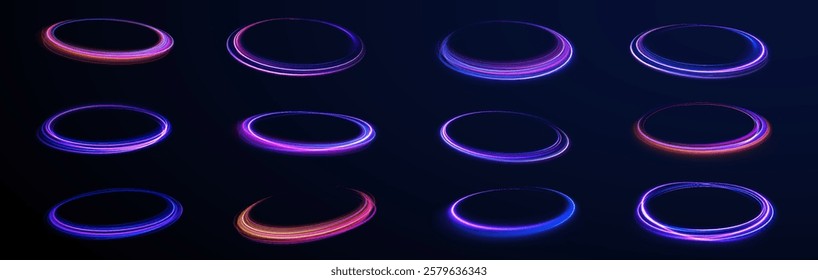 Curve light effect of silver line. Png luminous silver circle. Light silver pedistal, podium, platform, table. To center a bright flash, png, effect, wave,neon,line.