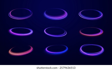 Curve light effect of silver line. Png luminous silver circle. Light silver pedistal, podium, platform, table. To center a bright flash, png, effect, wave,neon,line.