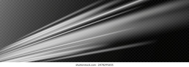 Curve light motion wave effect. Dynamic white trail, motion effect.