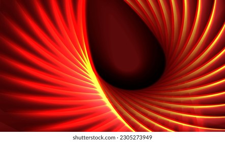 Curve light rays digital effect glowing red style shiny realistic golden elements