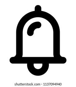 A curve like shape with small clinking entity below, icon for bell  