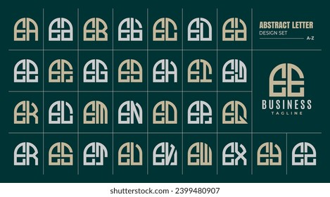 Curve line abstract shape letter E EE logo design set