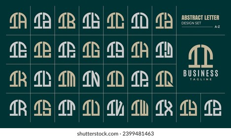 Curve line abstract shape letter I II logo design set
