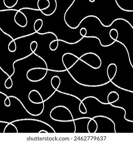 Curve line doodle seamless pattern. Abstract squiggly modern background with continuous lines. Ink or charcoal print for textile, fabric, wallpaper, wrapping, scrapbook and packaging
