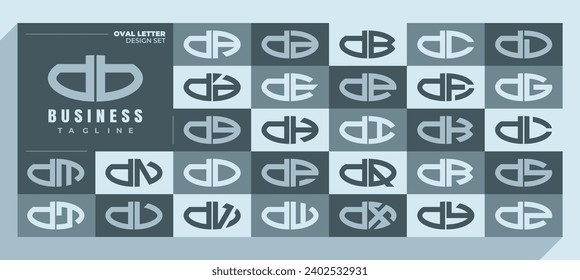 Curve line ellipse lowercase letter D DB logo design bundle