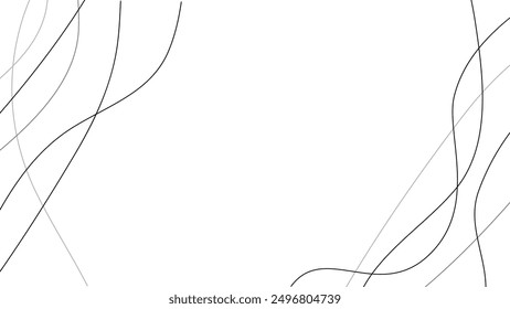 Curve line pattern bg. Curvy and undulate thin seamless vector background. Delicate wave side frame for simple presentation cover. Elegant winding divider with organic irregular dynamic linear sketch