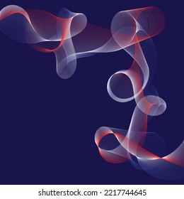 curve line with three color with blue background