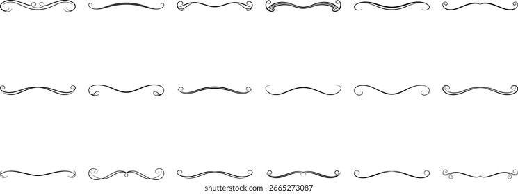  Curve Liner Text Divider Vector Design on White Background.