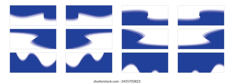 Curve Lines, Drops, Wave Collection of Abstract Design Element for Top, Bottom Page Web Site. Template of Modern Dividers Shapes for Website Pictogram Set. Isolated Vector Illustration.