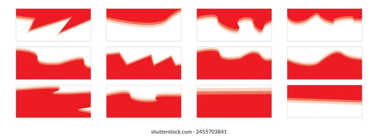 Curve Lines, Drops, Wave Collection of Abstract Design Element for Top, Bottom Page Web Site. Template of Modern Dividers Shapes for Website Pictogram Set. Isolated Vector Illustration.
