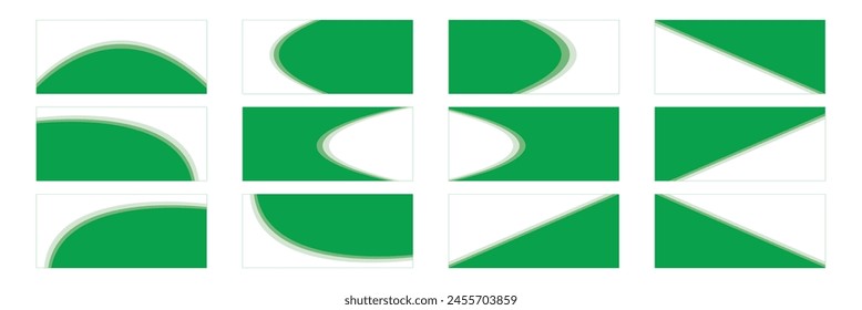 Curve Lines, Drops, Wave Collection of Abstract Design Element for Top, Bottom Page Web Site. Template of Modern Dividers Shapes for Website Pictogram Set. Isolated Vector Illustration.