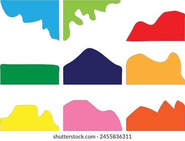 Curve Lines, Drops, Wave Collection of Abstract Design Element for Top, Bottom Page Web Site. Template of Modern Dividers Shapes for Website Pictogram Set eps 10.