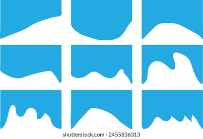 Curve Lines, Drops, Wave Collection of Abstract Design Element for Top, Bottom Page Web Site. Template of Modern Dividers Shapes for Website Pictogram Set eps 10.