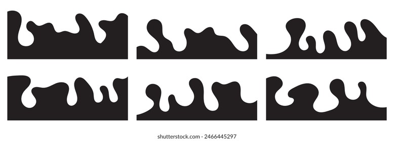 Curve Lines, Drops, Wave Collection of Abstract Design Element for Top, Bottom Page Web Site. Web border vector set. 11:11