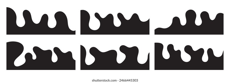 Líneas de curva, caídas, Colección de onda del elemento de diseño Abstractas para el Sitio web superior, inferior de la página. Vector de borde de Web establecido. 11:11