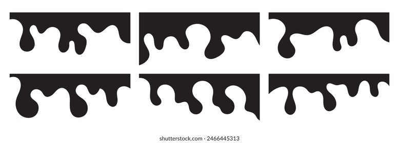 Líneas de curva, caídas, Colección de onda del elemento de diseño Abstractas para el Sitio web superior, inferior de la página. Vector de borde de Web establecido. 11:11