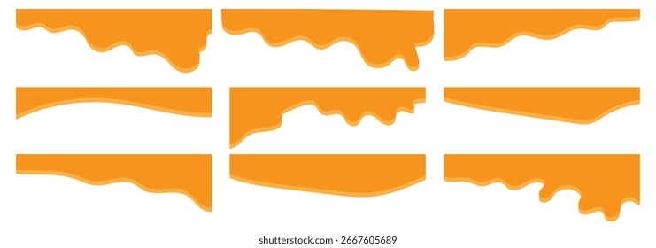 Curve Lines, Drops, Wave Collection of Abstract Design Element for Top, Bottom Page Web Site. Template of Modern Dividers Shapes for Website Pictogram Set. Isolated Vector Illustration.