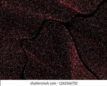 Curve lines of multiple circle confetti on black. Luxury vector background with shiny stardust glitters. Holiday confetti dust curves stripes. Brilliant glitter flow pattern, glowing lights print.